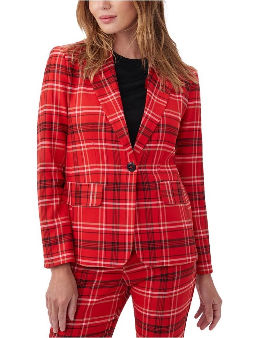 Trina Turk habanero plaid suit Structured Jacket in red multi - 10 nwt